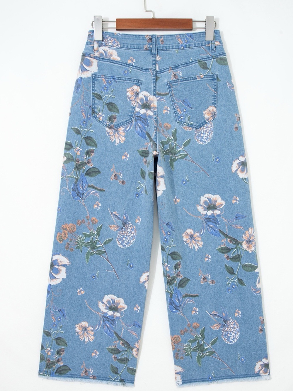 🩵Super Cute Floral Print High Rise Wide-Leg Jeans - Blue (SZ 4-16) - Picture 5 of 10